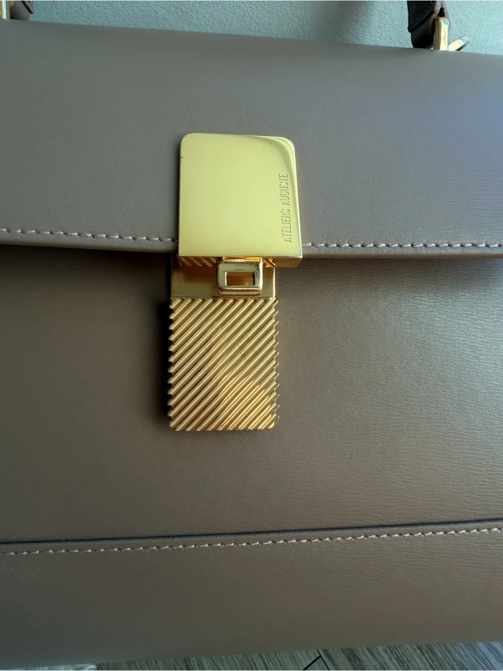 Ateliers Auguste - Marly Taupe Top-Handle Leather Bag